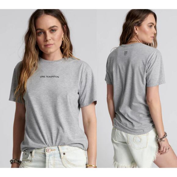 🔴ONE TEASPOON‎ LOGO CREW NECK TEE GREY size Large - Picture 1 of 6
